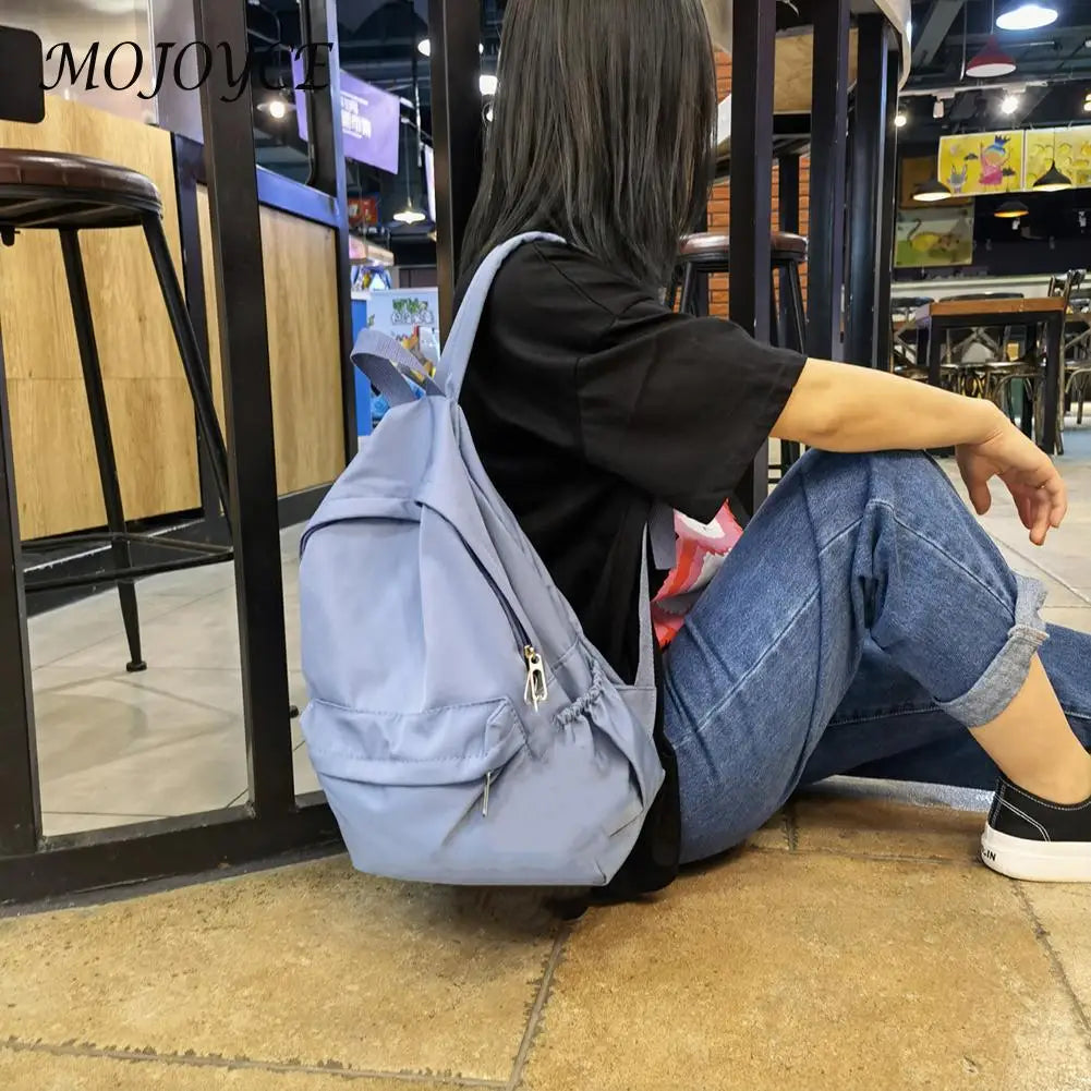 Casual Nylon Backpack for Women - Solid Large Handbag