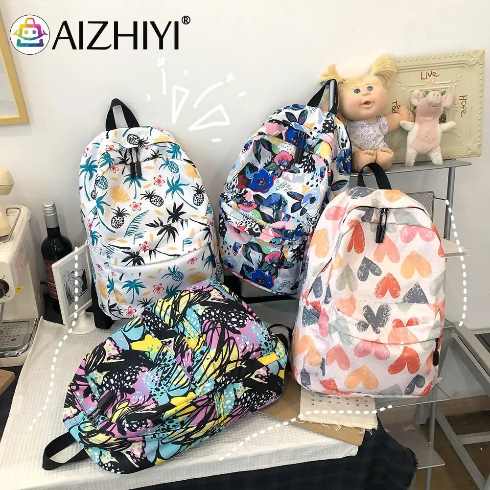 Cartoon Graffiti Printing Backpack Large Capacity Rucksack