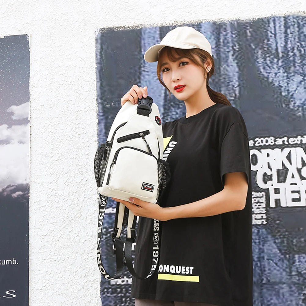 Women Oxford Cloth Solid Crossbody Chest Bag Travel Large Backpack