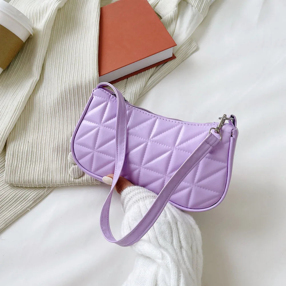 Women PU Geometric Pattern Embossing Shoulder Bag Casual Underarm Bags