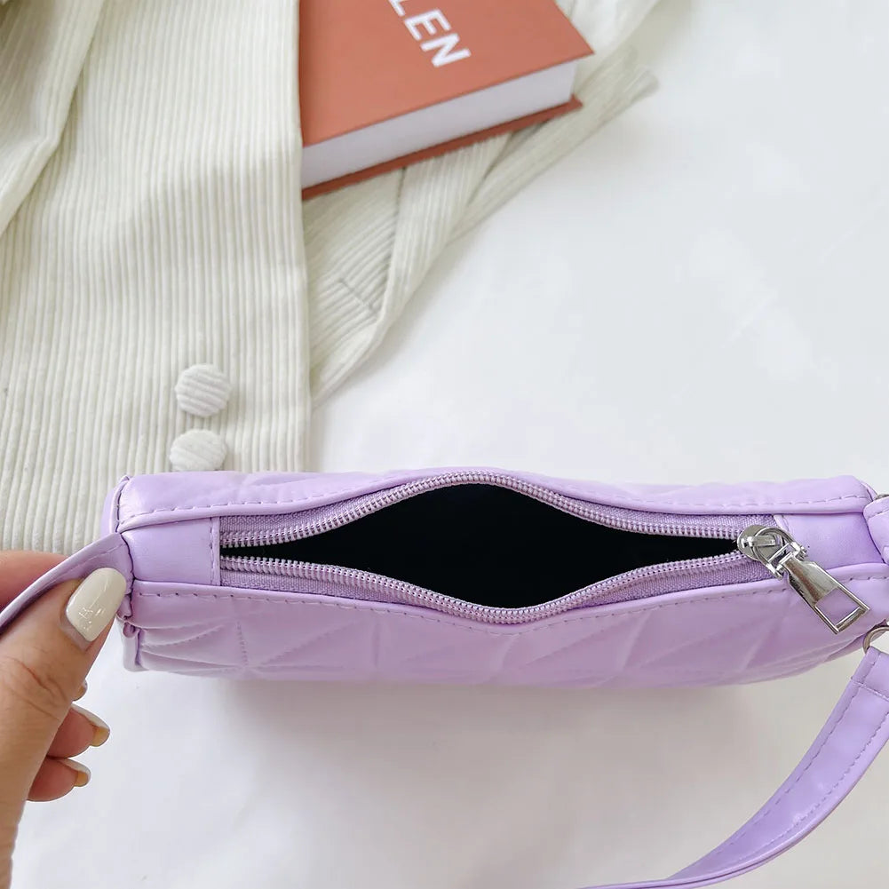 Women PU Geometric Pattern Embossing Shoulder Bag Casual Underarm Bags