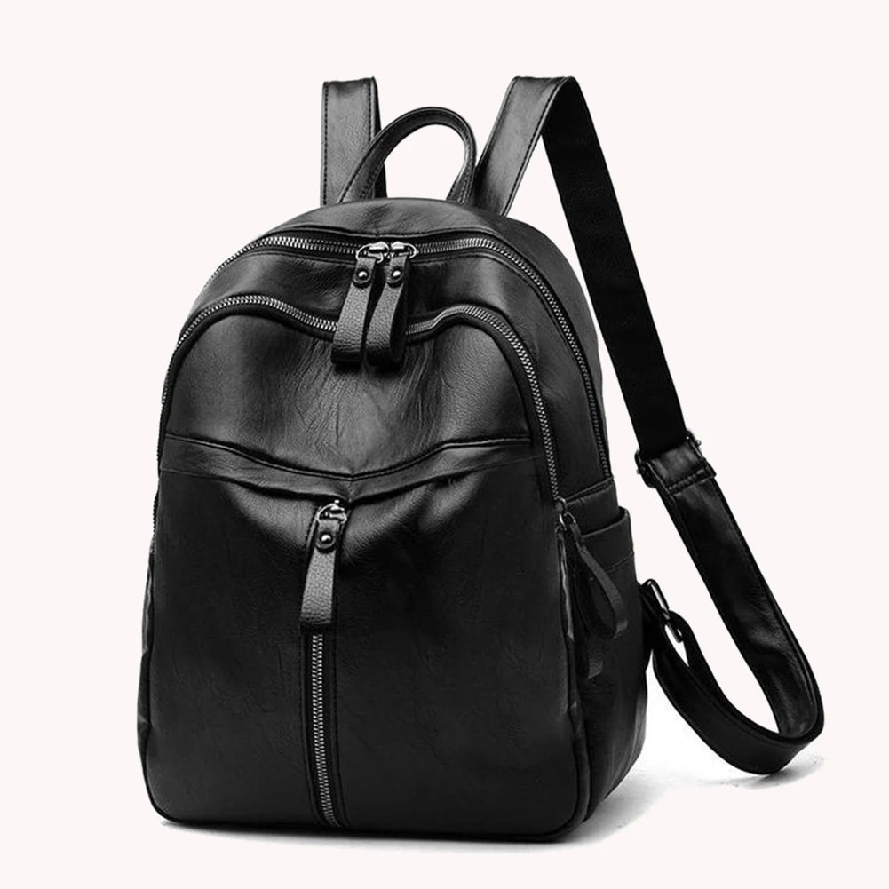 Women PU Leather Knapsacks Solid Ladies Shopping Rucksacks Student