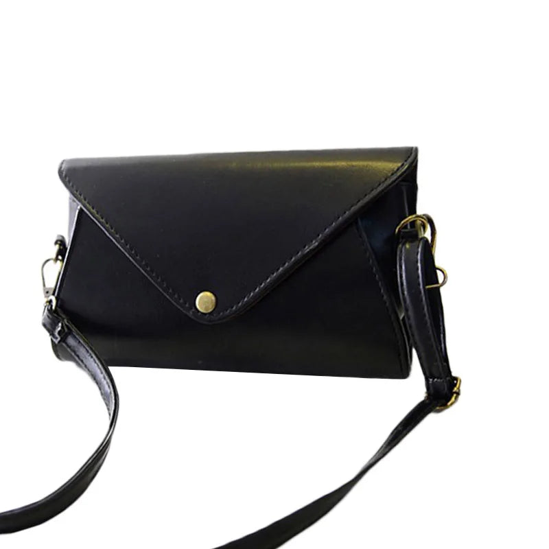 Women PU Leather Shoulder Bag Hasp Girls Tote Purse Handbag Solid Messenger