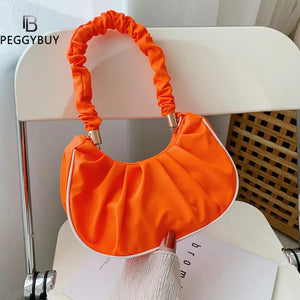 Women Pleated Shoulder Bag Casual Small Handbag Purse