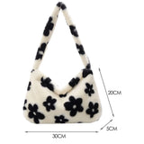 Leopard Love Heart Pattern Plush Shoulder Bag