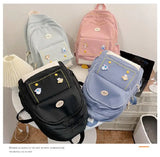 Women Preppy Style Nylon Backpack Soft Touch Multi-function