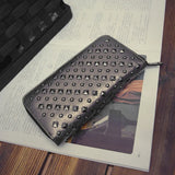 Women Punk Faux Leather Clutch Wallet Rivet Holder Purse Handbag