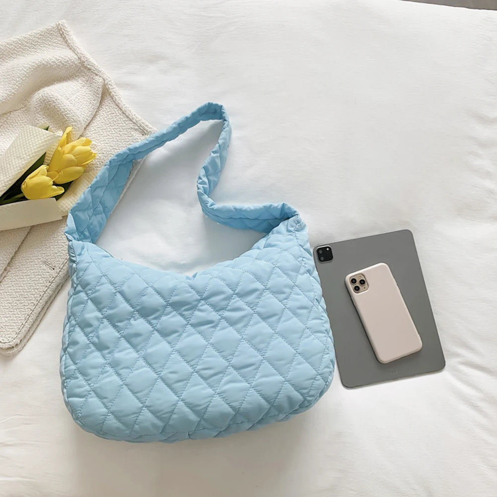 Large Capacity Women Shopper Bag Rhombus Pattern Top-handle Armpit Bag