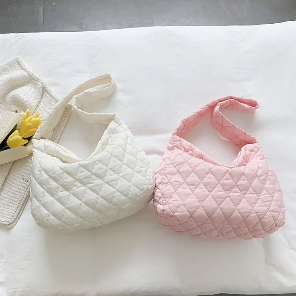 Large Capacity Women Shopper Bag Rhombus Pattern Top-handle Armpit Bag