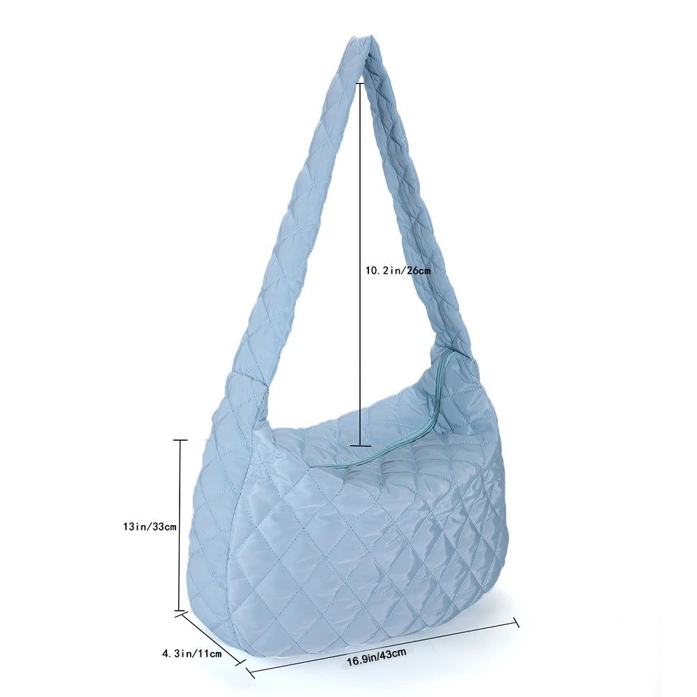 Large Capacity Women Shopper Bag Rhombus Pattern Top-handle Armpit Bag