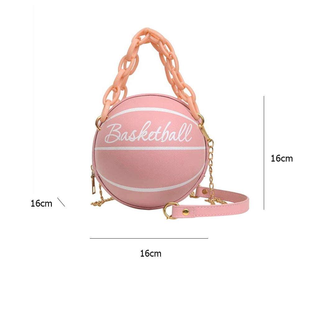 Basketball Shaped Women's Crossbody Handbag Classic Vintage Totes