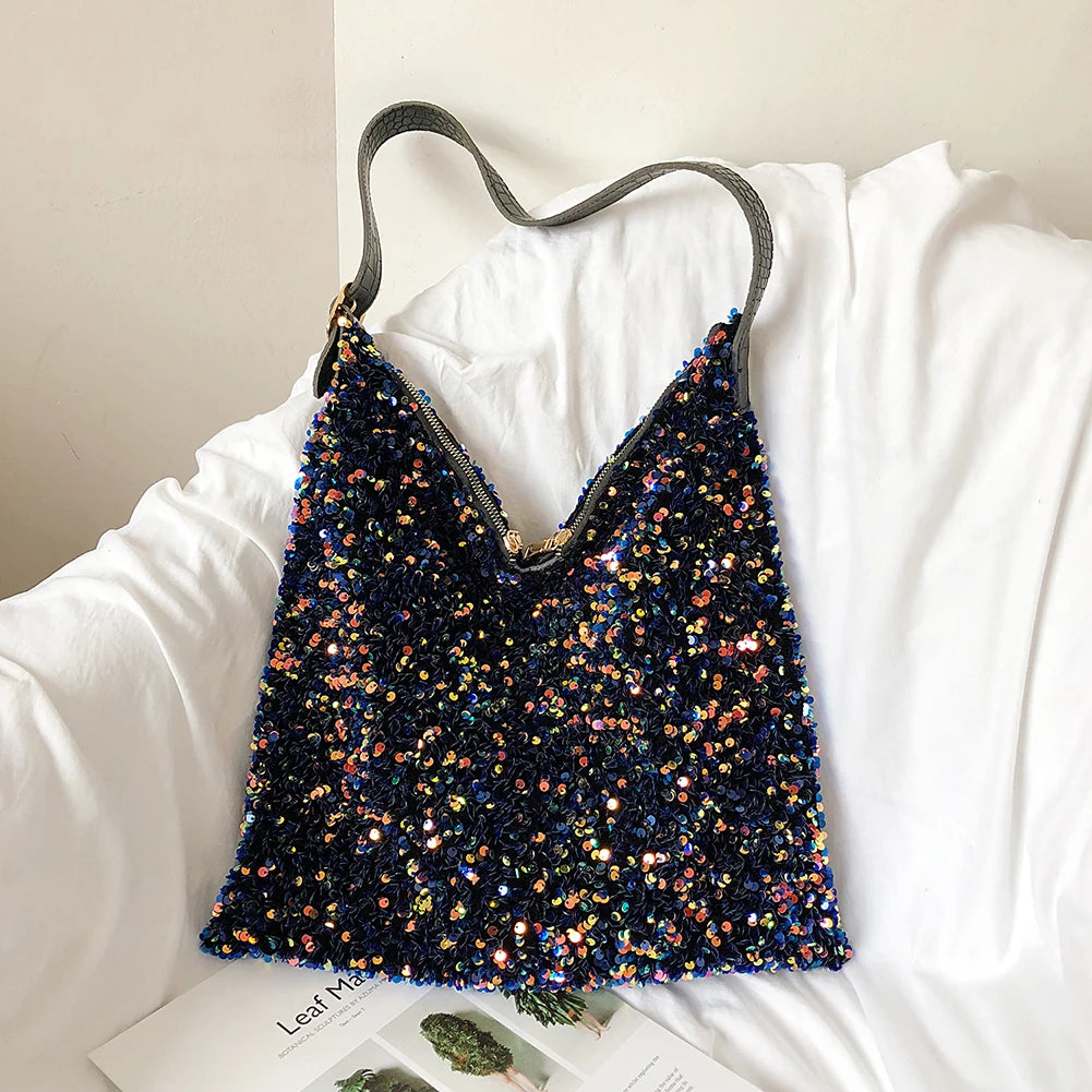 Sequin Evening Clutch Bag Women Shoulder Tote Shopping Bag