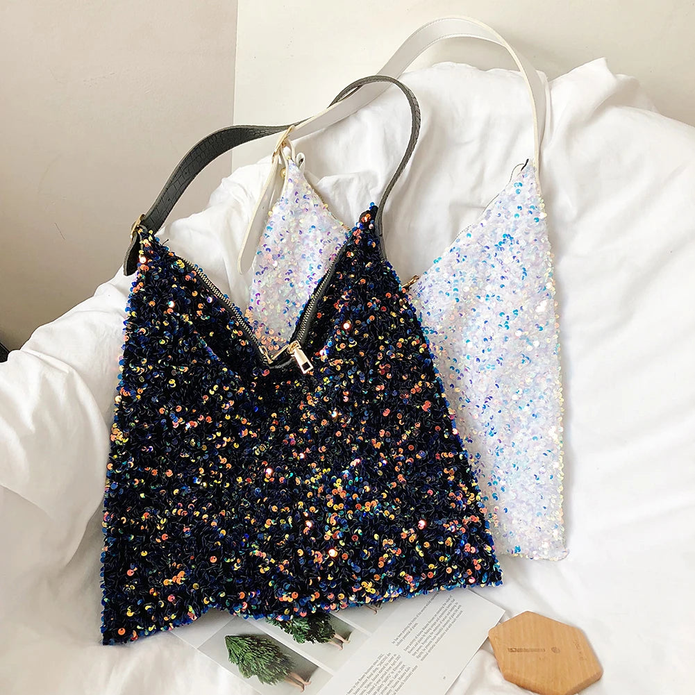 Sequin Evening Clutch Bag Women Shoulder Tote Shopping Bag