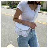 Braided Shoulder Strap Crossbody Bag PU Leather Small Square Bag