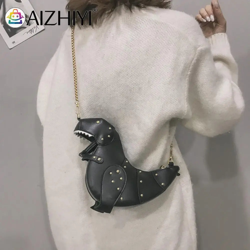 Cartoon Dinosaur Shoulder Bag Vintage Ladies Messenger Mini Purse Handbag