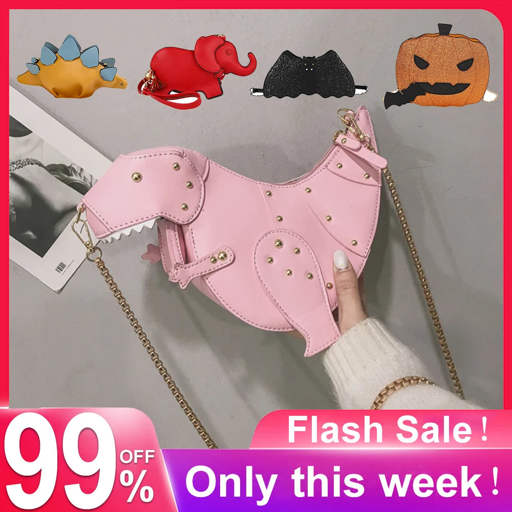 Cartoon Dinosaur Shoulder Bag Vintage Ladies Messenger Mini Purse Handbag