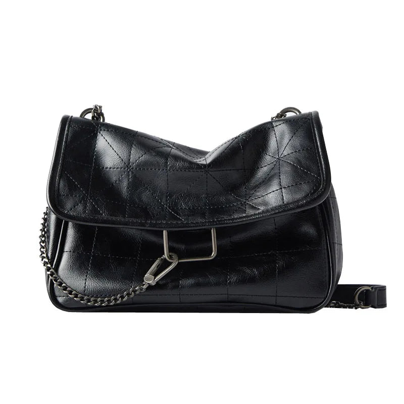 Casual Crossbody Bag with Metal Chain for Women