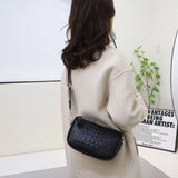 Women Shoulder Bag Crocodile Embossed Leather Wide Strap Crossbody Bags