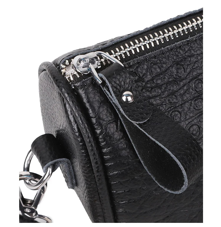 Women Shoulder Bag Crocodile Embossed Leather Wide Strap Crossbody Bags