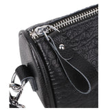 Women Shoulder Bag Crocodile Embossed Leather Wide Strap Crossbody Bags