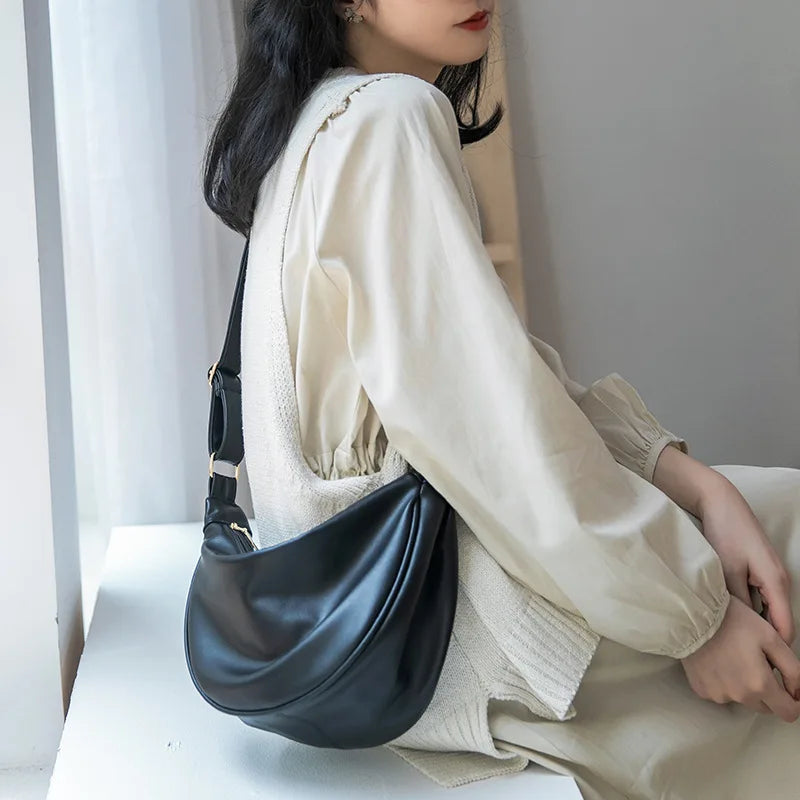 Women Shoulder Bag Dumpling Crossbody Bags PU Leather Handbag Travel