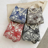 Women Shoulder Bag Handbag Jacquard Embroidery Beach Tote Bags Purse