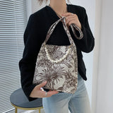 Women Shoulder Bag Handbag Jacquard Embroidery Beach Tote Bags Purse