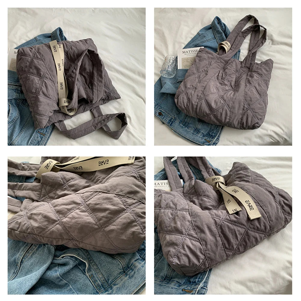 Nylon Checkered Shoulder Bag for Business