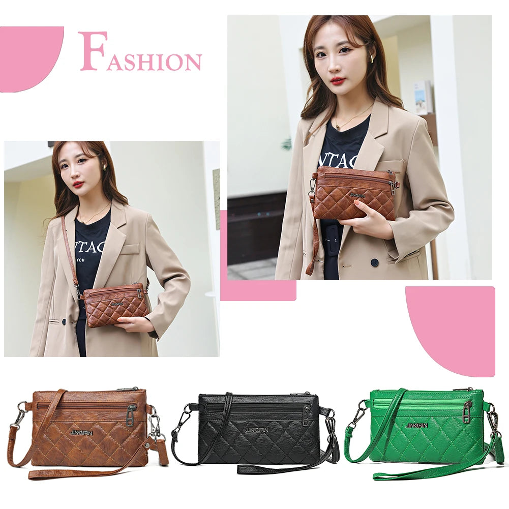 Soft Leather Shoulder Bag Solid Crossbody Satchel Flap Travel Business Bag