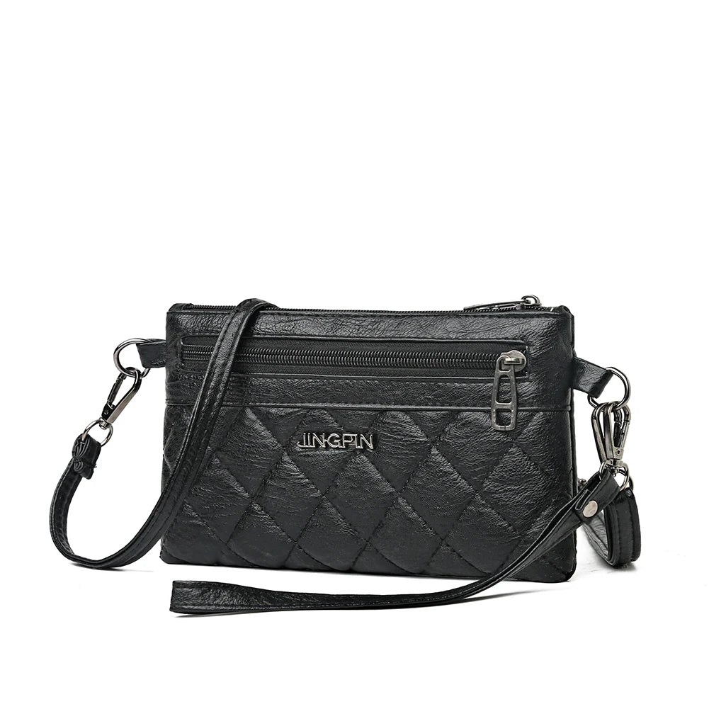 Soft Leather Shoulder Bag Solid Crossbody Satchel Flap Travel Business Bag