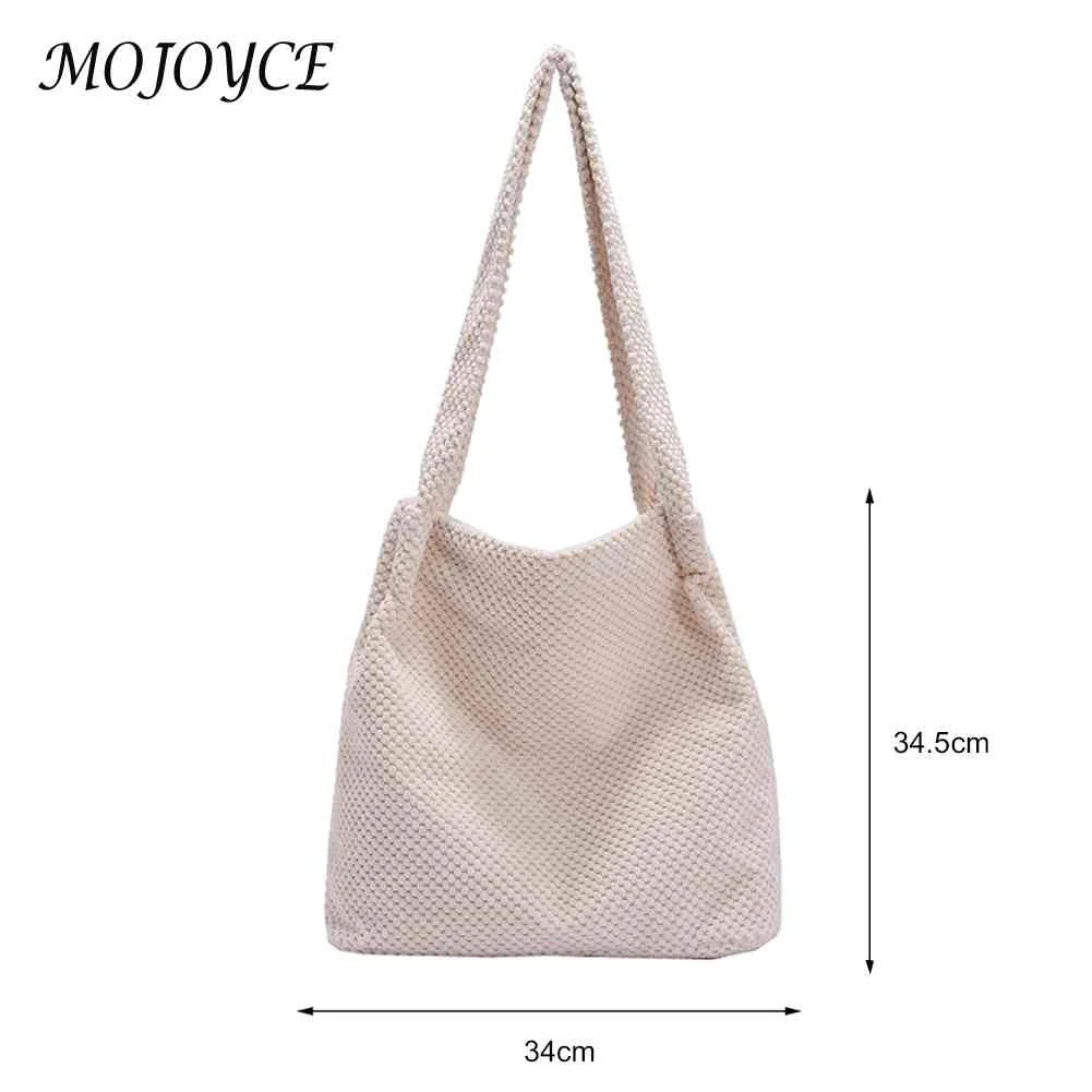 Winter Crochet Shoulder Bag for Women, Casual Solid Handbag