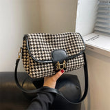 Woolen Cloth Houndstooth Shoulder Bag Casual Crossbody Handbag