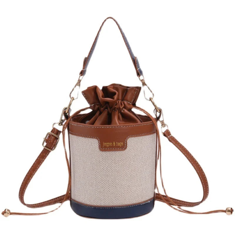PU Leather Bucket Bag Crossbody Handbag Shoulder Purse Drawstring