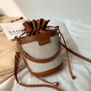 PU Leather Bucket Bag Crossbody Handbag Shoulder Purse Drawstring