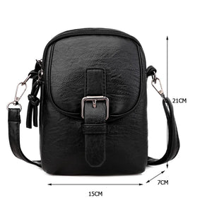 Vintage PU Leather Shoulder Crossbody Bag with Headphone Jack Pouch