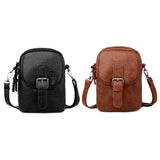 Vintage PU Leather Shoulder Crossbody Bag with Headphone Jack Pouch