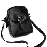 Vintage PU Leather Shoulder Crossbody Bag with Headphone Jack Pouch