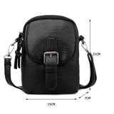 Vintage PU Leather Shoulder Crossbody Bag with Headphone Jack Pouch