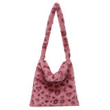 Plush Animal Pattern Shoulder Handbag for Women