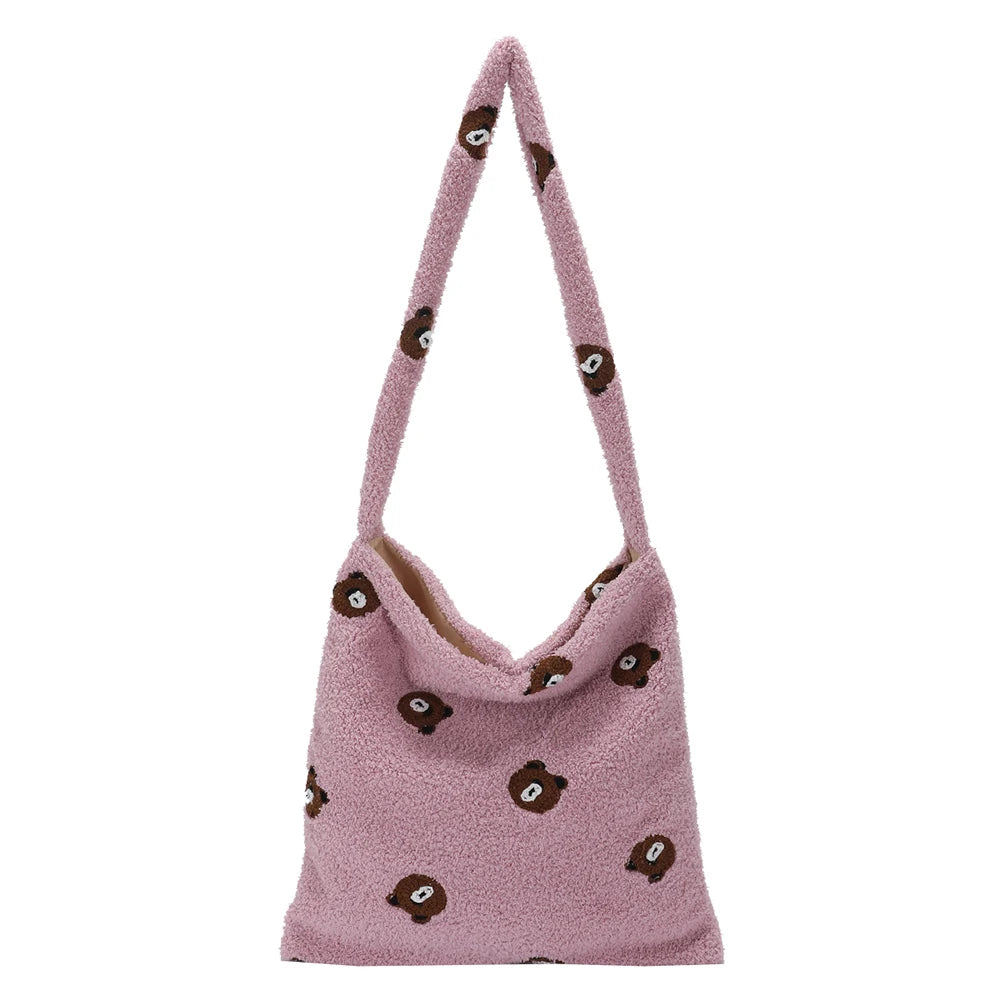 Animal Pattern Plush Hobos Shoulder Bags for Women