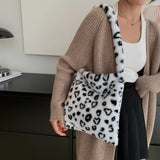 Animal Pattern Plush Hobos Shoulder Bags for Women