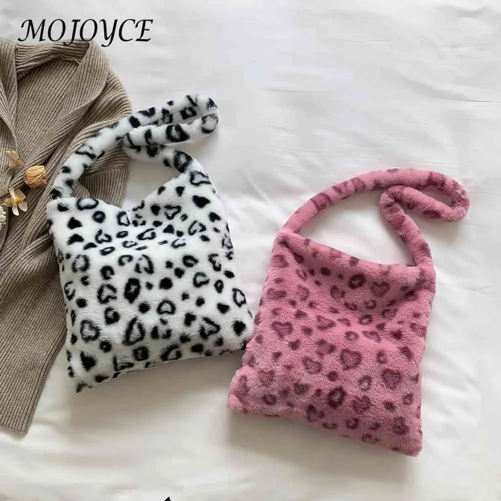 Animal Pattern Plush Shoulder Handbag for Women