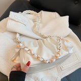 Women Single Shoulder Bag Solid Chain Decor Pu Leather Handbag