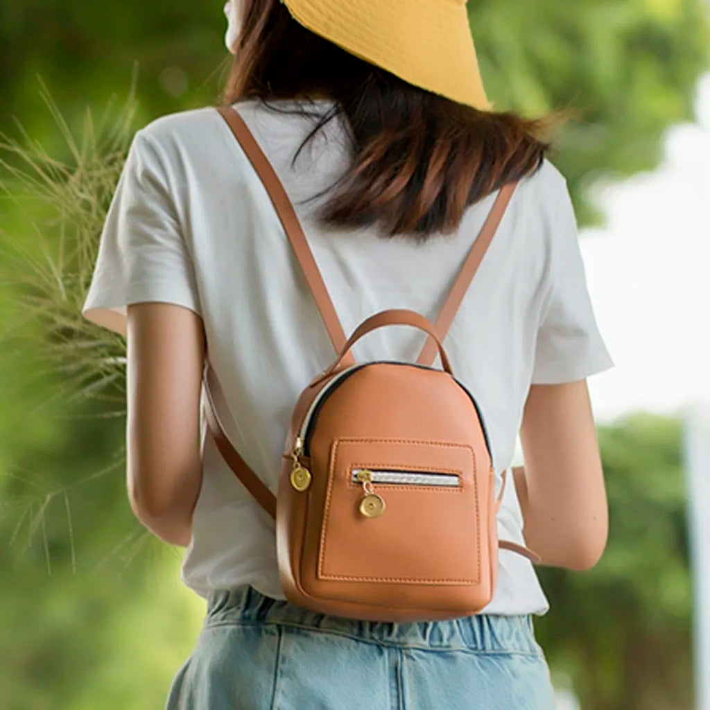 Women Small Backpack Letter Mobile Phone Mini Backpack Women Pu Leather Bags