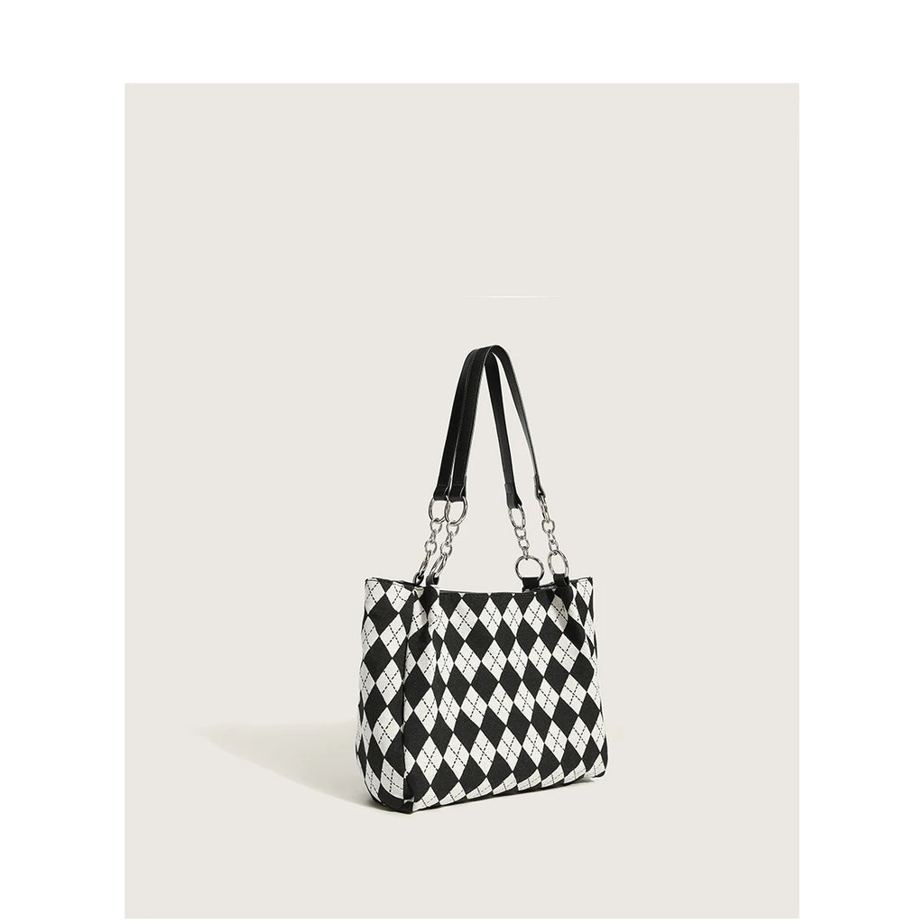 Women Small Shoulder Underarm Bag PU Leather Handbag Diamond Checked