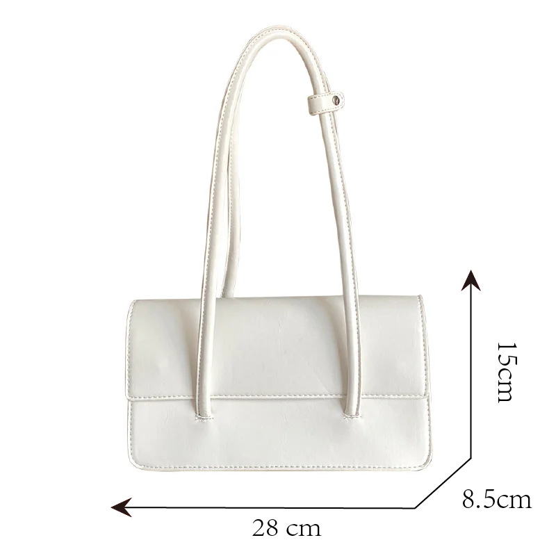 Retro Ladies Small Tote Shoulder Bag Solid PU Leather Female Underarm Bags