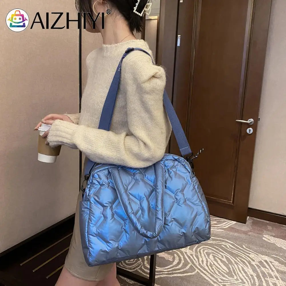Women Space Cotton Shoulder Bags Winter Crossbody Large Capacity Down Bag