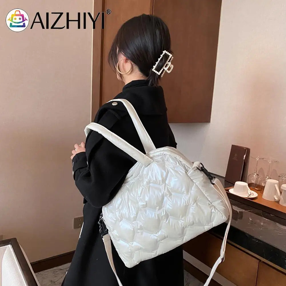 Women Space Cotton Shoulder Bags Winter Crossbody Large Capacity Down Bag