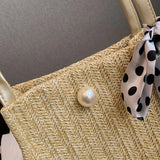 Women Straw Bag Large Capacity Beach Casual Shoulder Handbag Basket Storage