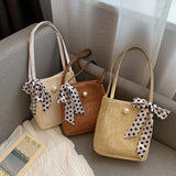 Women Straw Bag Large Capacity Beach Casual Shoulder Handbag Basket Storage